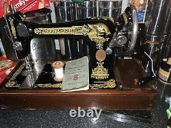 127k Singer Sphinx Vintage Sewing Machine With Case Heavy. Plus Book! Rare