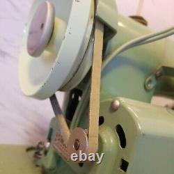 185K Singer Sewing Machine Mint Green Heavy Duty With Case Vintage WORKSLOOK
