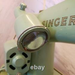 185K Singer Sewing Machine Mint Green Heavy Duty With Case Vintage WORKSLOOK