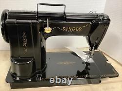 1954 Black Singer 301A Slant Needle Heavy Duty Sewing Machine, Perfect
