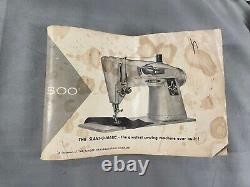 1961 SINGER 500A Sewing Machine with ALPHASEW PEDAL, Manual, Case HEAVY DUTY USA