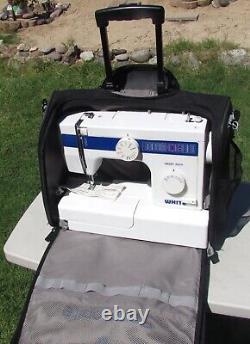 HEAVY DUTY SEWING MACHINE WHITE 1866 WithACCESSORIES, FOOT CONTROL & ROLLING CASE