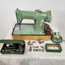 Heavy Duty 1960 Singer Sewing Machine 185J Case Extras Fully Tested Mint Green