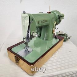 Heavy Duty 1960 Singer Sewing Machine 185J Case Extras Fully Tested Mint Green