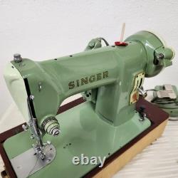 Heavy Duty 1960 Singer Sewing Machine 185J Case Extras Fully Tested Mint Green