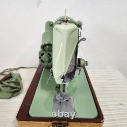 Heavy Duty 1960 Singer Sewing Machine 185J Case Extras Fully Tested Mint Green