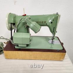 Heavy Duty 1960 Singer Sewing Machine 185J Case Extras Fully Tested Mint Green