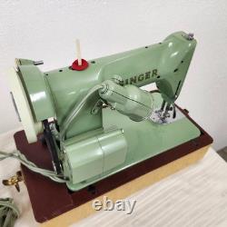 Heavy Duty 1960 Singer Sewing Machine 185J Case Extras Fully Tested Mint Green