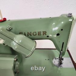 Heavy Duty 1960 Singer Sewing Machine 185J Case Extras Fully Tested Mint Green