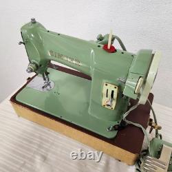 Heavy Duty 1960 Singer Sewing Machine 185J Case Extras Fully Tested Mint Green