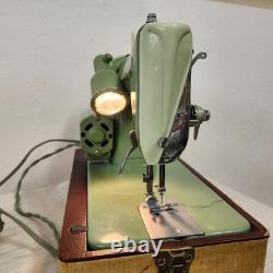 Heavy Duty 1960 Singer Sewing Machine 185J Case Extras Fully Tested Mint Green