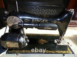 Heavy Duty Vtg Singer Sewing Machine Denim Leather Gold WORKS GREAT