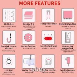 Multifunctional Sewing Machine 59 Stitches Twin Needle Electric Pedal Heavy Duty
