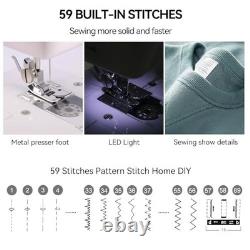 Multifunctional Sewing Machine with 59 Stitches, Heavy-Duty Motor, Metal Frame