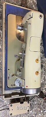 Necchi Bu Supernova Vintage Sewing Machine Heavy Duty With Case Foot Pedal Used
