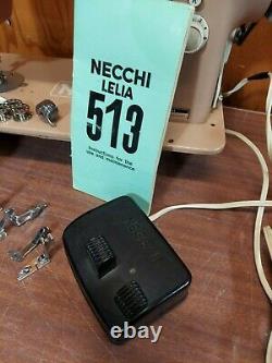 Necchi Lilia Leather Upholstery Heavy Duty Sewing Machine Serviced Pink