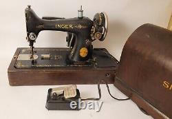 Portable Singer Model 99 Sewing Machine in Bentwood Case Foot Pedal Heavy Duty