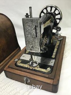 RESTORED 1901 Heavy Duty Antique Vtg Singer 28 Hand Crank Sewing Machine Ornate