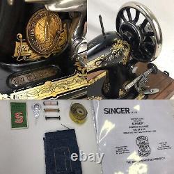 RESTORED 1901 Heavy Duty Antique Vtg Singer 28 Hand Crank Sewing Machine Ornate