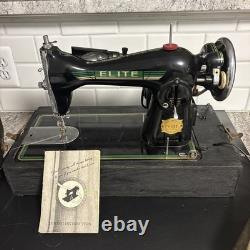 Rare Elite Sewing Machine Black & Gold- Singer 15 Clone Heavy Duty- Works