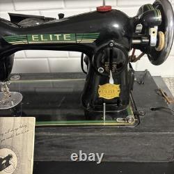 Rare Elite Sewing Machine Black & Gold- Singer 15 Clone Heavy Duty- Works