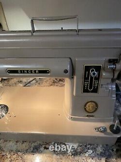 Rare Singer 301A Portable Heavy Duty Gear Drive Sewing Machine Tested