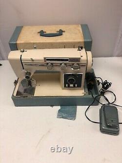 Rare Vintage Capitol Blue & Cream Sewing Machine With Pedal! So Heavy