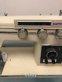Rare Vintage Capitol Blue & Cream Sewing Machine With Pedal! So Heavy