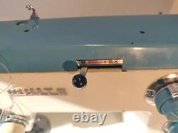 Rare Vintage White Sewing Machine Model 477 WithHeavy Duty Case &Some Owner Manual