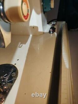 Rare Vintage White Sewing Machine Model 477 WithHeavy Duty Case &Some Owner Manual