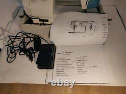 Rare Vintage White Sewing Machine Model 477 WithHeavy Duty Case &Some Owner Manual