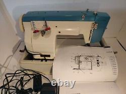 Rare Vintage White Sewing Machine Model 477 WithHeavy Duty Case &Some Owner Manual