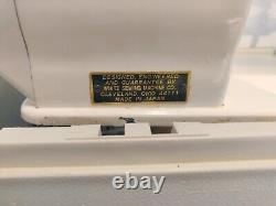 Rare Vintage White Sewing Machine Model 477 WithHeavy Duty Case &Some Owner Manual