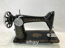 SERVICED Antique Singer Sewing Machine Red Eye Ornate Treadle Head 66 Heavy Duty