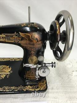SERVICED Antique Singer Sewing Machine Sphinx Ornate Treadle Head 27 Heavy Duty