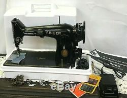 SERVICED Direct Drive Heavy Duty Vtg Singer 201-2 Sewing Machine Denim Leather