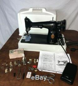 SERVICED Direct Drive Heavy Duty Vtg Singer 201-2 Sewing Machine Denim Leather