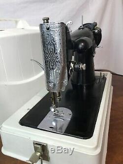 SERVICED Direct Drive Heavy Duty Vtg Singer 201-2 Sewing Machine Denim Leather