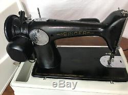 SERVICED Direct Drive Heavy Duty Vtg Singer 201-2 Sewing Machine Denim Leather