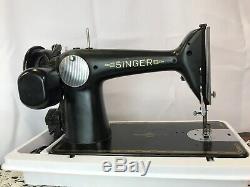 SERVICED Direct Drive Heavy Duty Vtg Singer 201-2 Sewing Machine Denim Leather