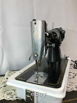 SERVICED Direct Drive Heavy Duty Vtg Singer 201-2 Sewing Machine Denim Leather