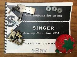 SERVICED Direct Drive Heavy Duty Vtg Singer 201-2 Sewing Machine Denim Leather