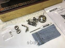 SERVICED Heavy Duty Vtg Ornate Red Eye Singer 66 Sewing Machine Denim, Leather