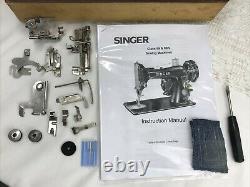 SERVICED Heavy Duty Vtg Portable Singer Sewing Machine 99k Denim, Leather Ornate