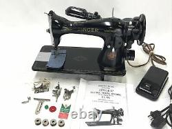 SERVICED Heavy Duty Vtg Singer 15-91 Sewing Machine Denim Leather Direct Drive