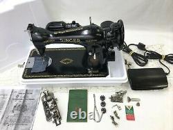 SERVICED Heavy Duty Vtg Singer 15-91 Sewing Machine Denim Leather Gear Driven