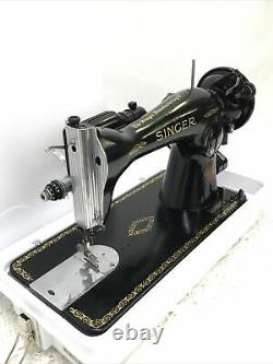 SERVICED Heavy Duty Vtg Singer 15-91 Sewing Machine Denim Leather Gear Driven