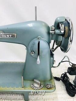 SERVICED Heavy Duty Vtg Singer 15 Clone Sewing Machine Turquoise Denim Leather