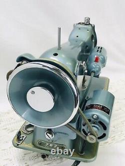 SERVICED Heavy Duty Vtg Singer 15 Clone Sewing Machine Turquoise Denim Leather