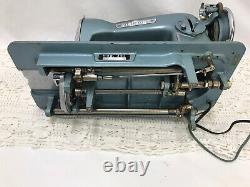SERVICED Heavy Duty Vtg Singer 15 Clone Sewing Machine Turquoise Denim Leather